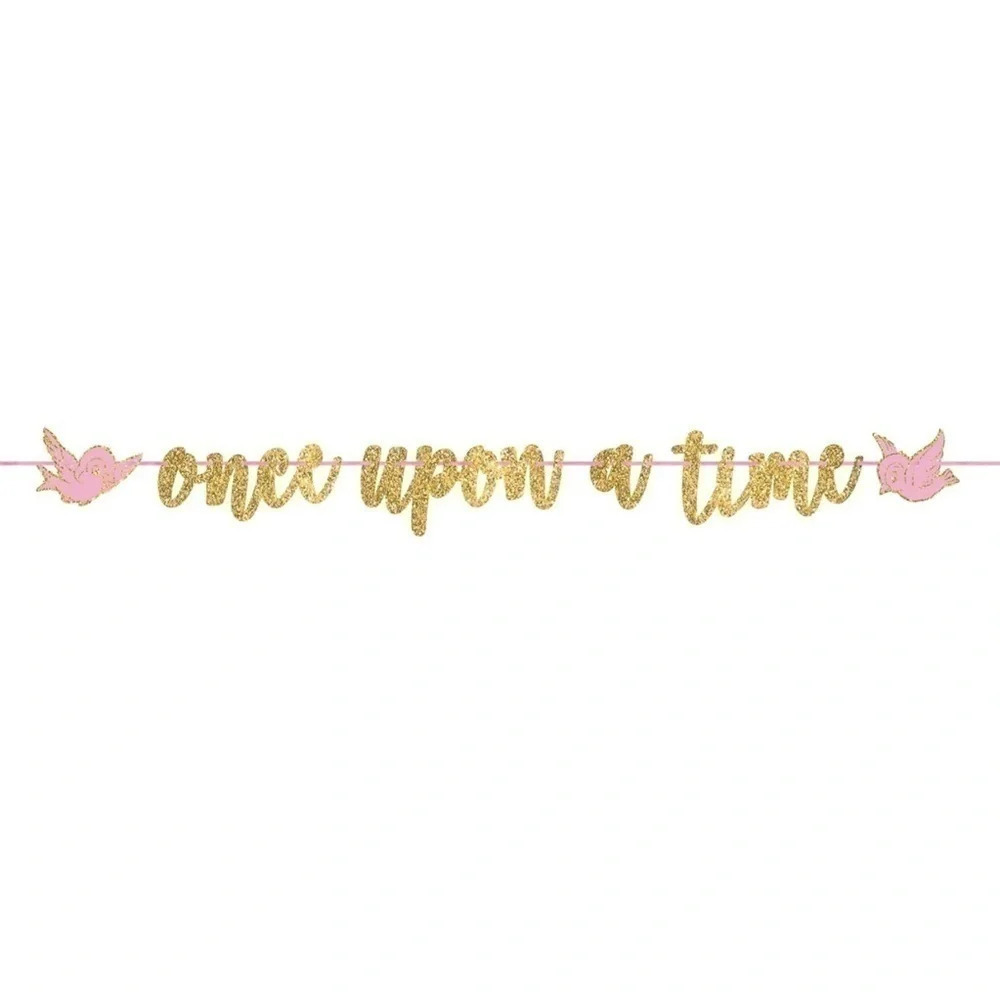 Gold Glitter "Once Upon A Time" Script Letter Banner - 12' x 8" - Picture 2 of 3